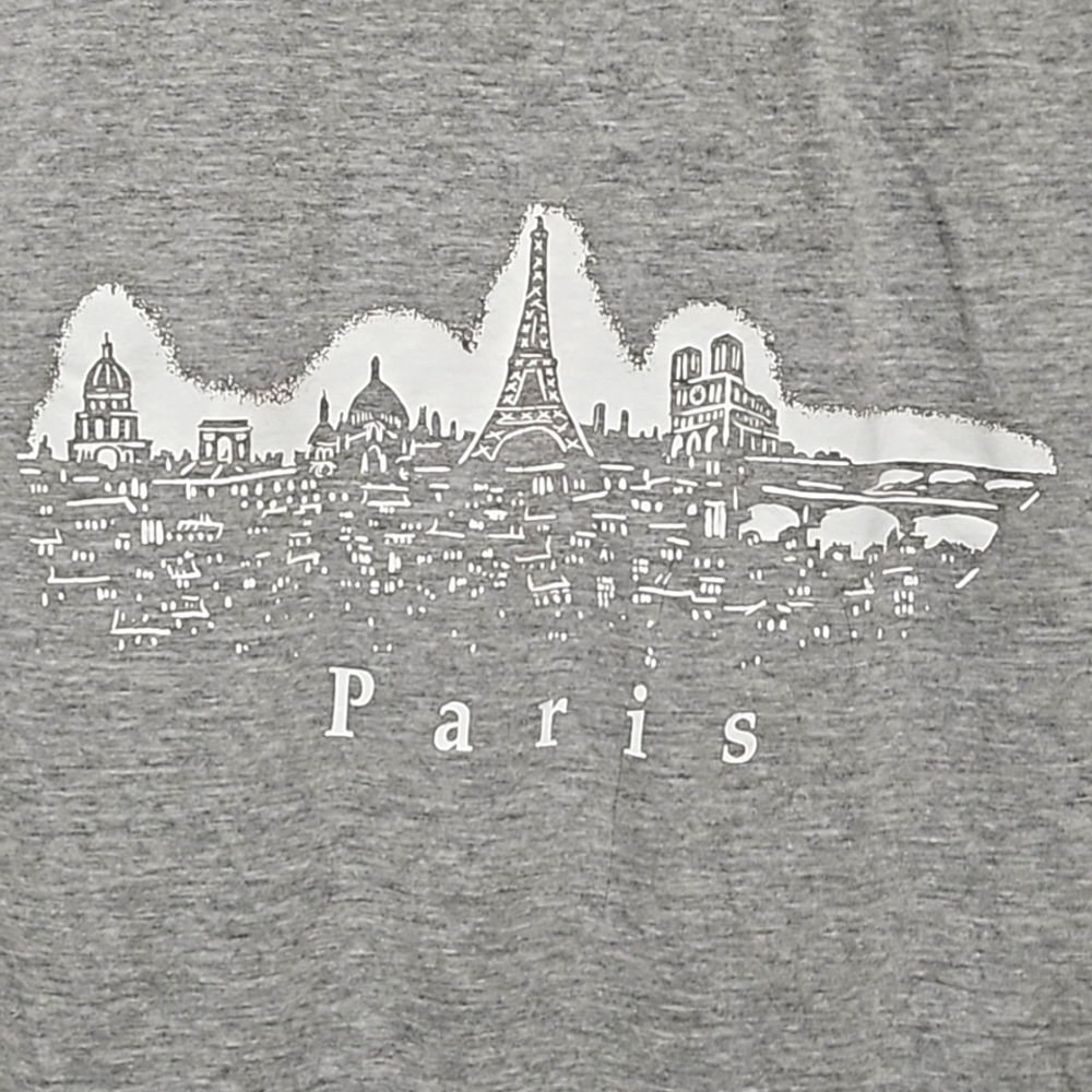 😎🗼inK collection Short Sleeve Paris Tee Light Gray/White Soft Size XXL
